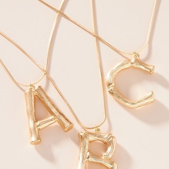 Anthropologie Jewelry - Anthropologie  Petite Bamboo Monogram Pendant Necklace J
